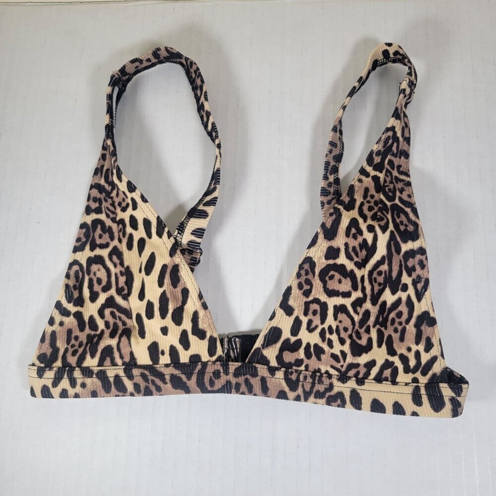 ASOS Design Leopard Print Beach Resort Triangle Adjustable Bikini Top Size US 2
